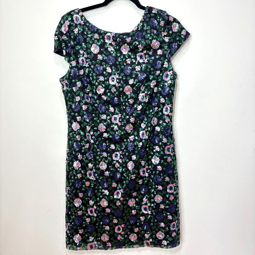 Sam Edelman Women Sequin Floral Mini Dress Size 10 Black Swiftie NYE Party Disco
